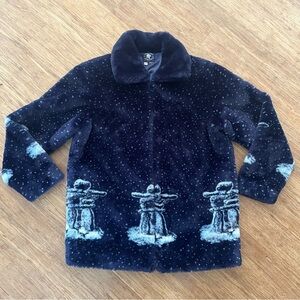 Northern Lifestyles Inukshuk Faux Fur Jacket XS | Arctic Winter Scene Plush Coat